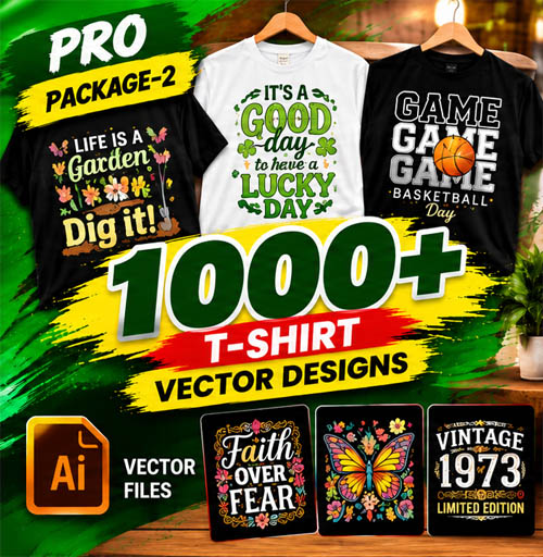 (P2) 1000+ Editable T-Shirt Design Vector Bundle