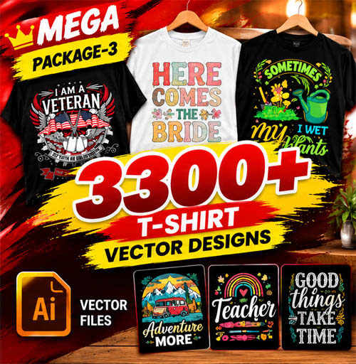 (P3) 3300+ Editable T-Shirt Design Vector Bundle